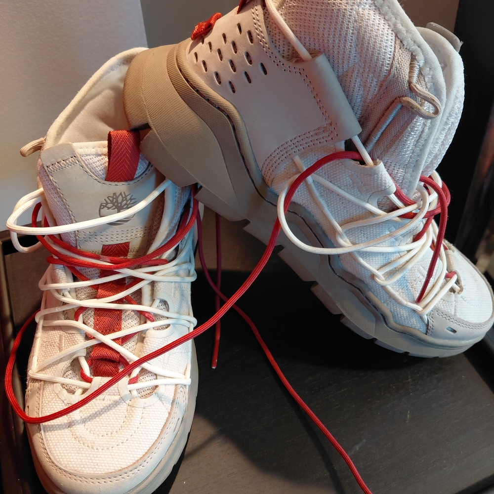 Timberland Kids White and Red Sneakers